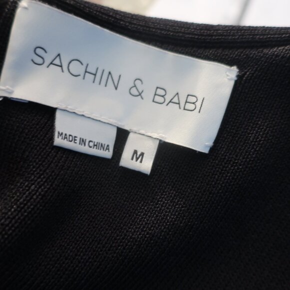 Women Sachin & Babi Black Crochet Lace Trim Peplum Off The Shoulder Dress M * - Picture 14 of 15